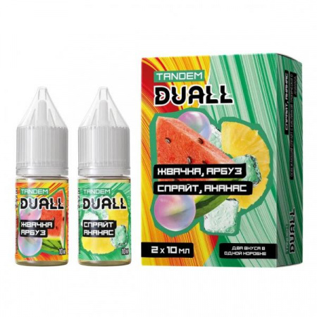 Жидкость Duall Tandem salt 30ml HARD 50mg (2 по 10 мл) (Спрайт ананас. Жвачка арбуз, Hard)